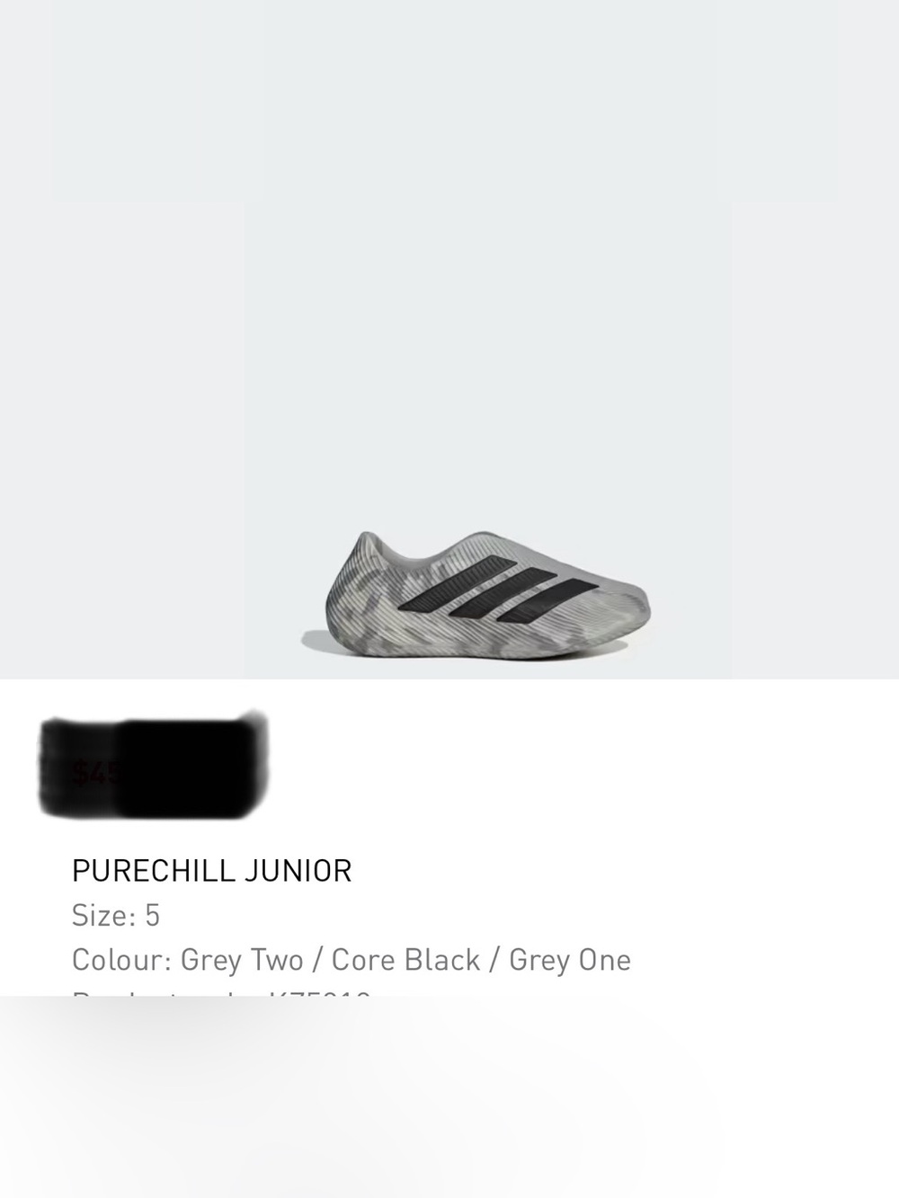 adidas Chill Junior Slip-On Athletic Shoe — Grey/Black